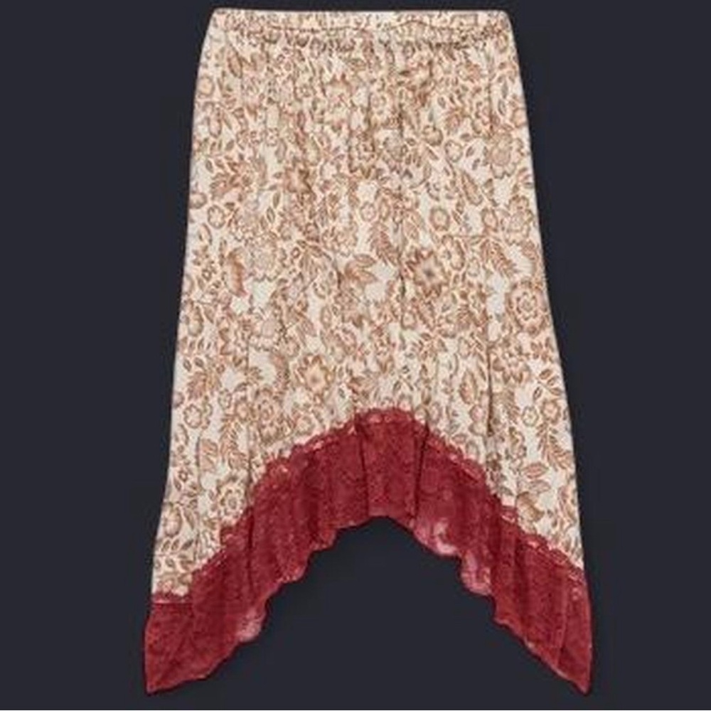Aerie Floral Beige and Red Women's Skirt